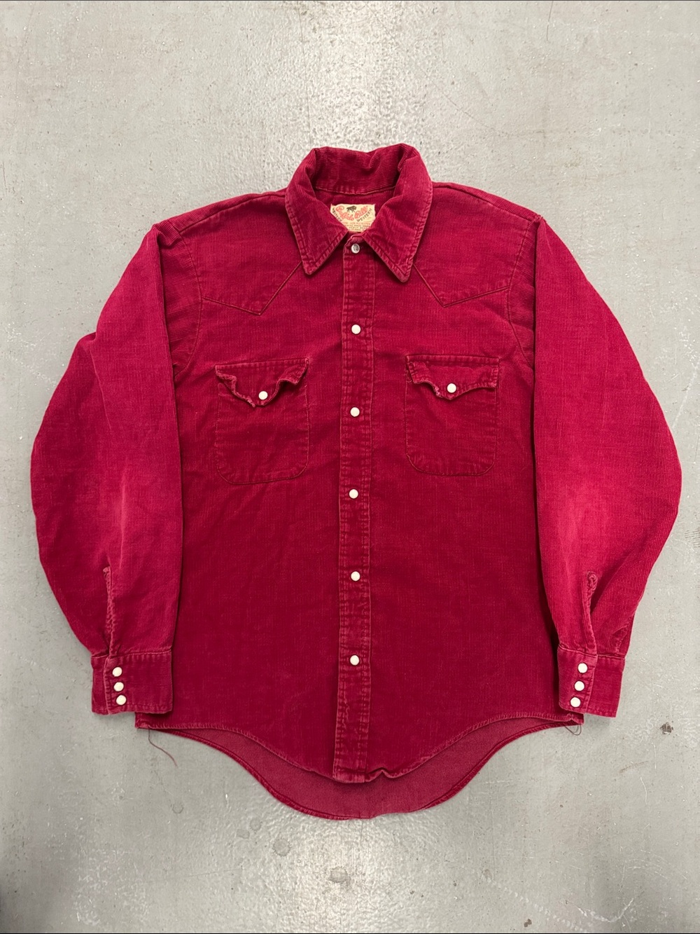 Vintage Buffalo Bill 70s Red Corduroy Western Snap-Front Shirt